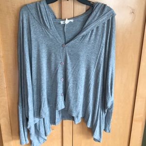 Grey sweater/button up hooded shirt